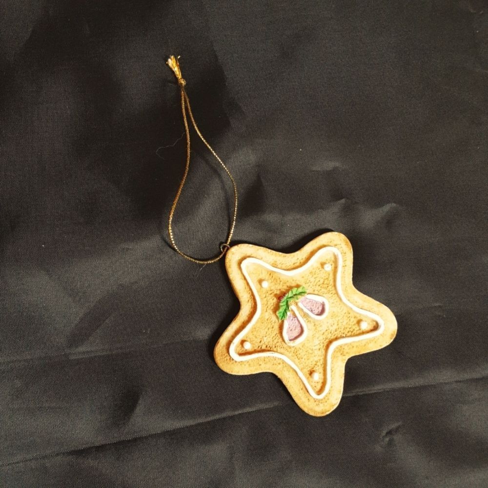 Vintage Tree‎ Ornament Gingerbread Star Resin 3"-4" Gold Hanger